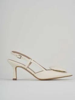 Slingback decolte tacco 5 cm bianco pelle