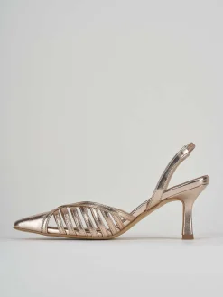 Slingback decolte tacco 5 cm bronzo laminato