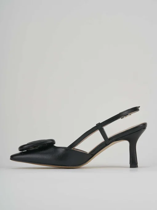 Slingback decolte tacco 5 cm nero pelle