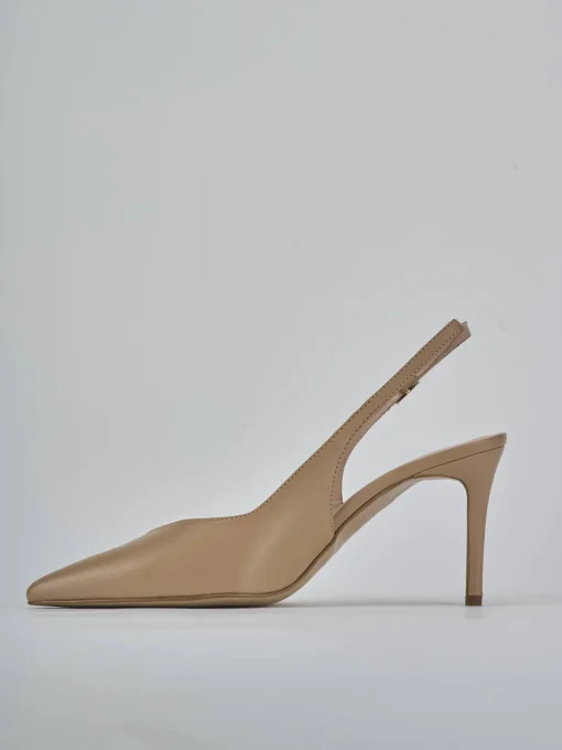 Slingback decolte tacco 7 cm marrone pelle