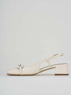 Slingback decolte tacco 3 cm bianco pelle