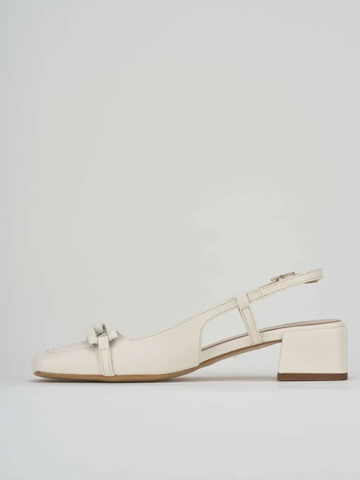 Slingback decolte tacco 3 cm bianco pelle