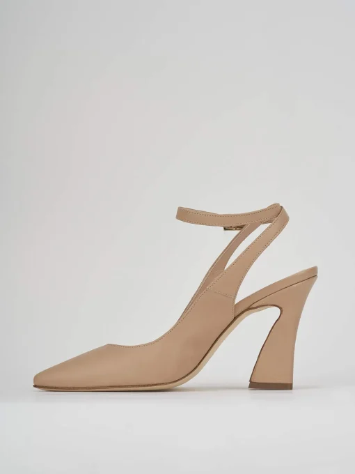 Slingback decolte tacco 9 cm marrone pelle