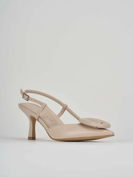 Slingback decolte tacco 5 cm beige pelle