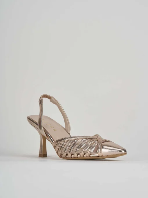 Slingback decolte tacco 5 cm bronzo laminato