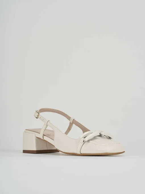 Slingback decolte tacco 3 cm bianco pelle