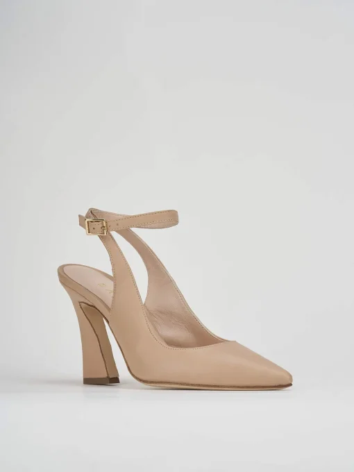 Slingback decolte tacco 9 cm marrone pelle