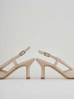 Slingback decolte tacco 5 cm beige pelle