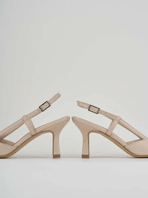 Slingback decolte tacco 5 cm beige pelle