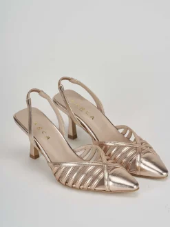 Slingback decolte tacco 5 cm bronzo laminato