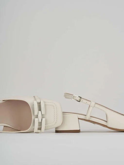 Slingback decolte tacco 3 cm bianco pelle