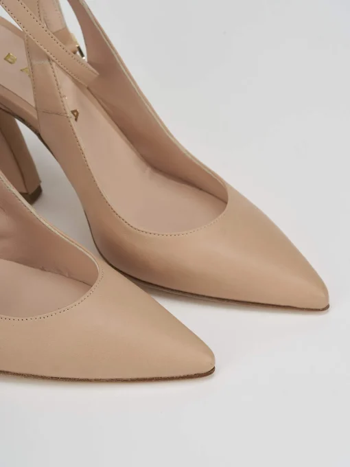 Slingback decolte tacco 9 cm marrone pelle