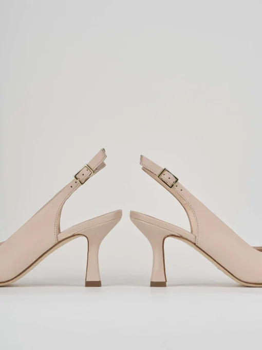 Slingback decolte tacco 7 cm rosa pelle