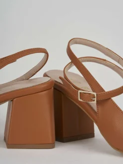 Slingback decolte tacco 6 cm marrone pelle