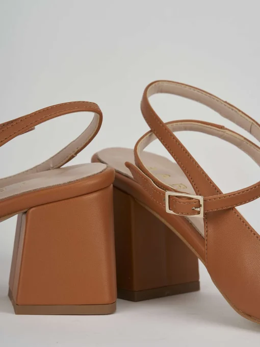 Slingback decolte tacco 6 cm marrone pelle