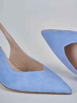 Slingback decolte tacco 7 cm jeans camoscio