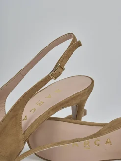 Slingback decolte tacco 7 cm marrone camoscio