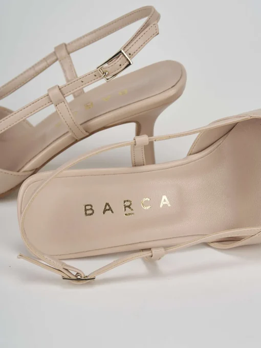 Slingback decolte tacco 5 cm beige pelle