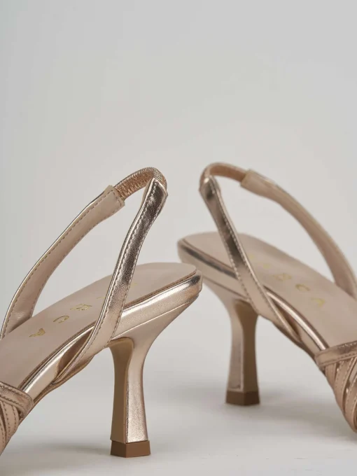Slingback decolte tacco 5 cm bronzo laminato