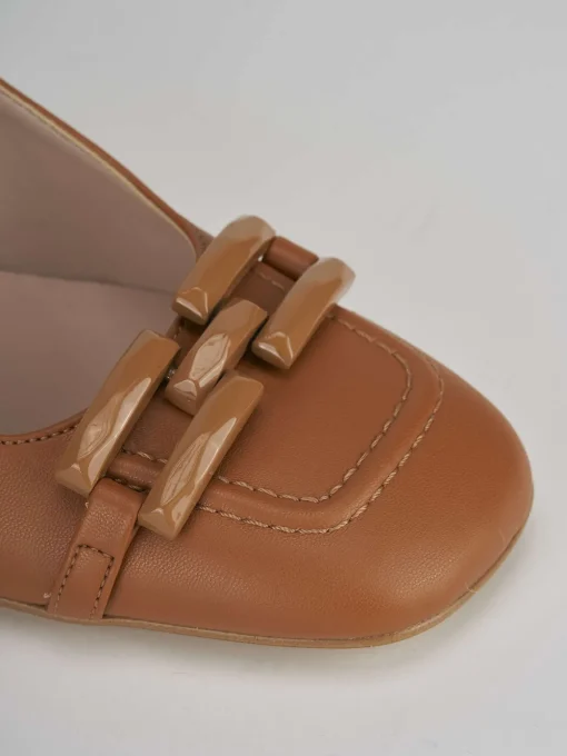 Slingback decolte tacco 6 cm marrone pelle