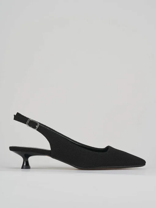 Slingback decolte' tacco 3 cm nero tessuto