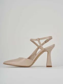 Slingback decolte' tacco 9 cm beige pelle