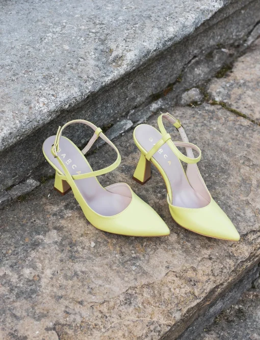 Slingback decolte' tacco 9 cm verde pelle
