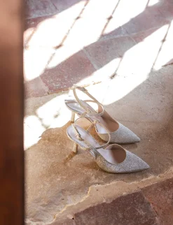 Slingback decolte' tacco 7 cm oro glitter