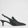 Slingback decoltè tacco 5 cm nero pelle