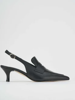 Slingback decoltè tacco 5 cm nero pelle