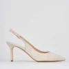 Slingback decoltè tacco 7 cm beige camoscio