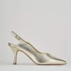 Slingback decoltè tacco 7 cm oro laminato