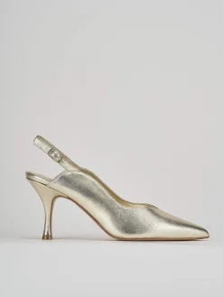 Slingback decoltè tacco 7 cm oro laminato