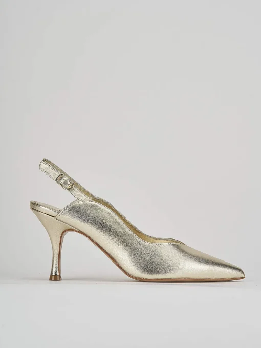 Slingback decoltè tacco 7 cm oro laminato