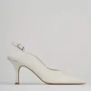 Slingback decoltè tacco 7 cm bianco pelle
