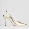 Slingback decoltè tacco 9 cm oro pelle