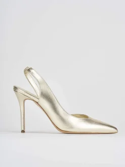 Slingback decoltè tacco 9 cm oro pelle