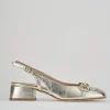 Slingback decoltè tacco 4 cm oro pelle