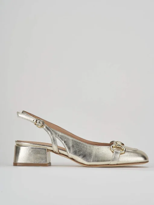 Slingback decoltè tacco 4 cm oro pelle