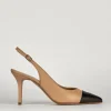 Slingback decoltè tacco 7 cm nero pelle