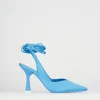 Slingback decoltè tacco 9 cm azzurro raso
