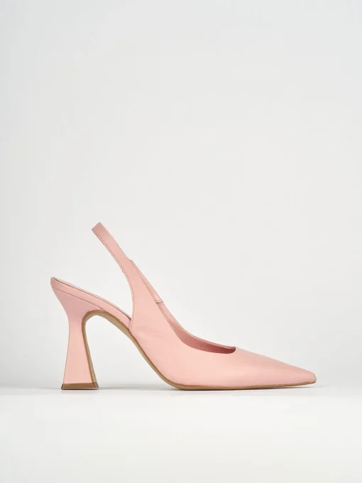 Slingback decoltè tacco 9 cm rosa pelle