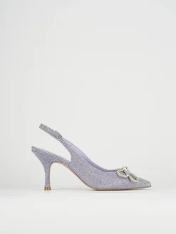 Slingback decoltè tacco 5 cm rosa glitter