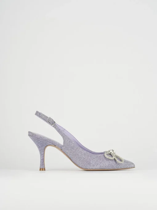 Slingback decoltè tacco 5 cm rosa glitter