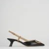 Slingback decoltè tacco 3 cm nero pelle