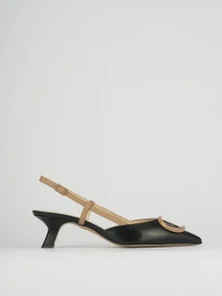 Slingback decoltè tacco 3 cm nero pelle