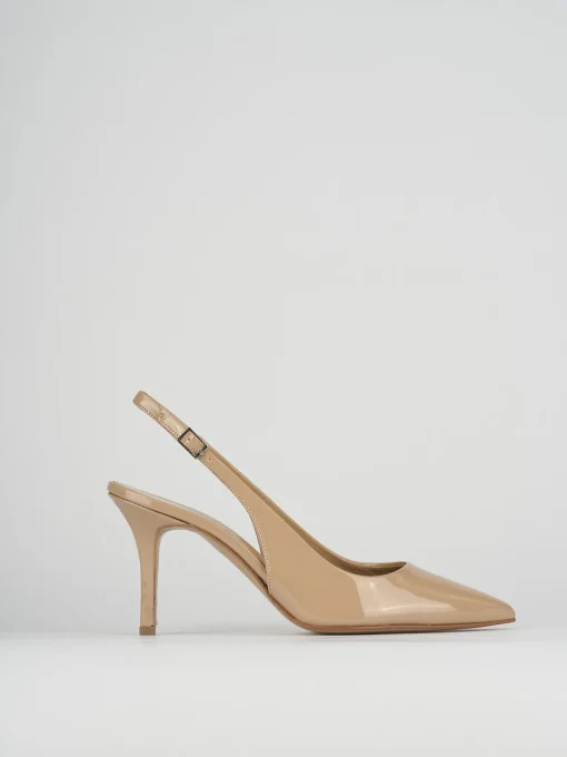Slingback decoltè tacco 8 cm rosa vernice