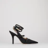 Slingback decoltè tacco 9 cm nero raso