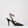Slingback decoltè tacco 9 cm nero raso