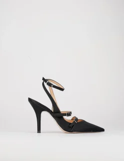 Slingback decoltè tacco 9 cm nero raso